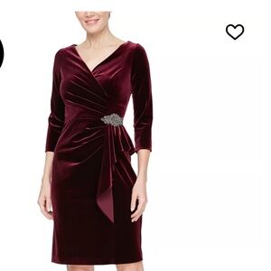 Alex Evenings Deep wine Long Sleeve Dress